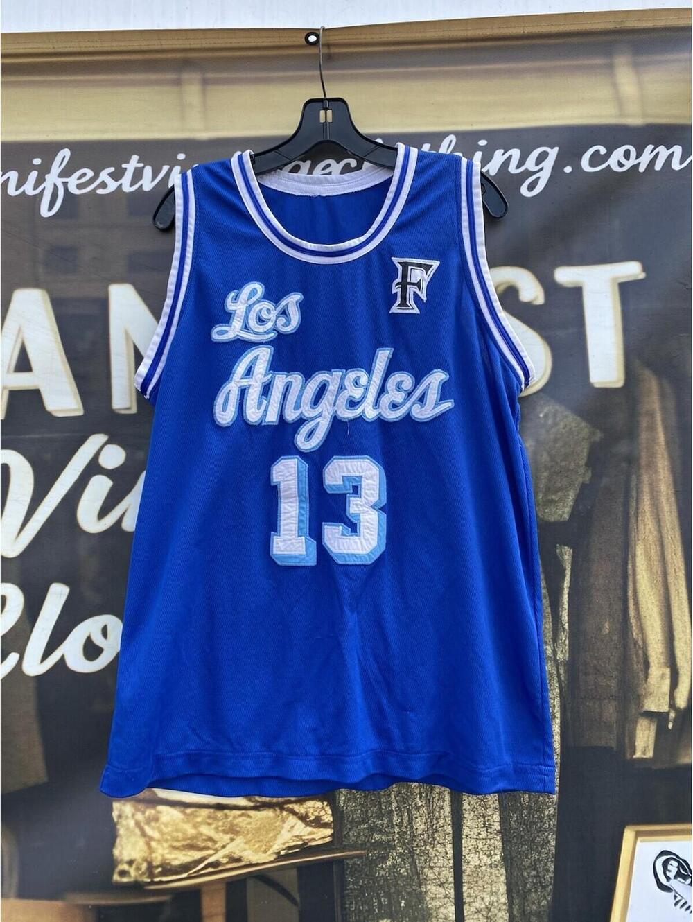 VTG Los Angeles 13 Blue & White Flagrant Magazine Stitched Basketball Jersey XL